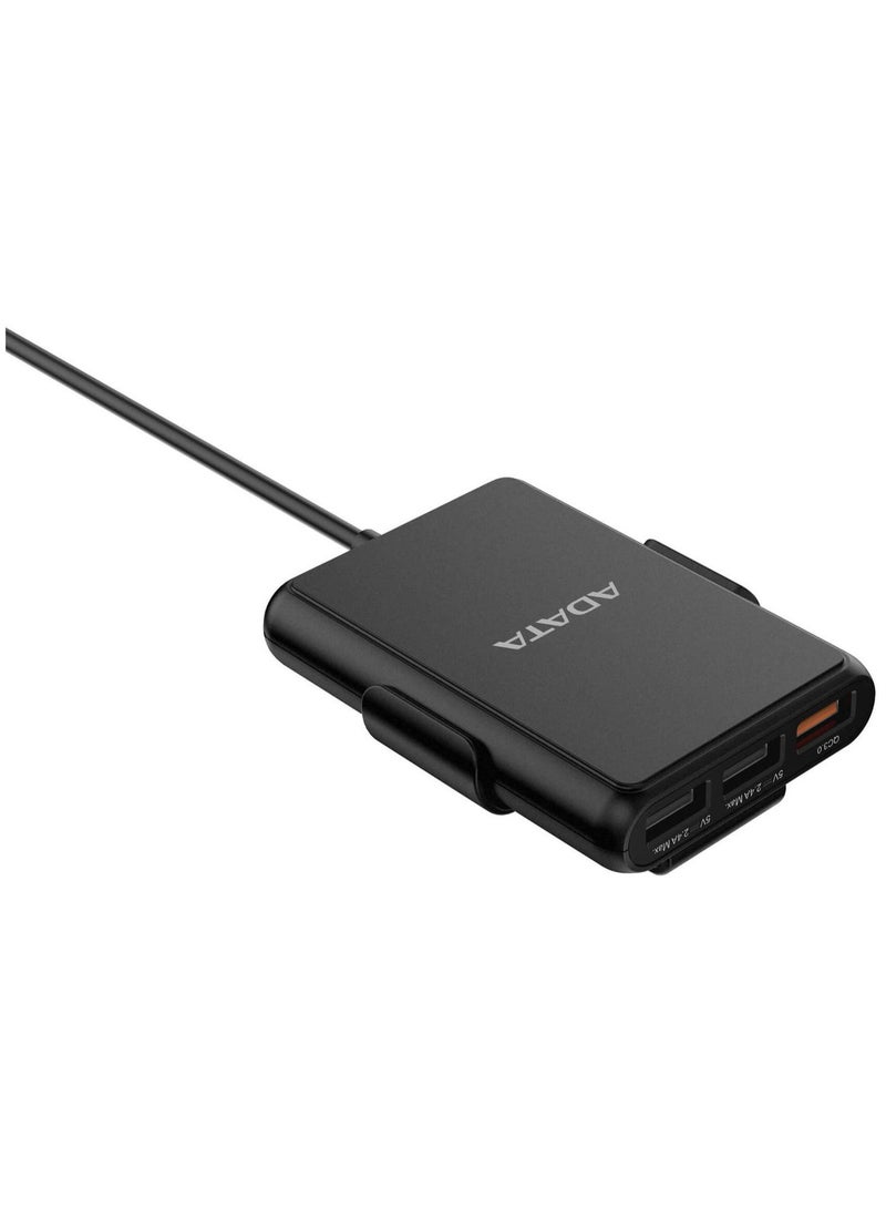 أداتا شاحن سيارة Adata CV0525 USB بخمسة منافذ - أسود - Image 2